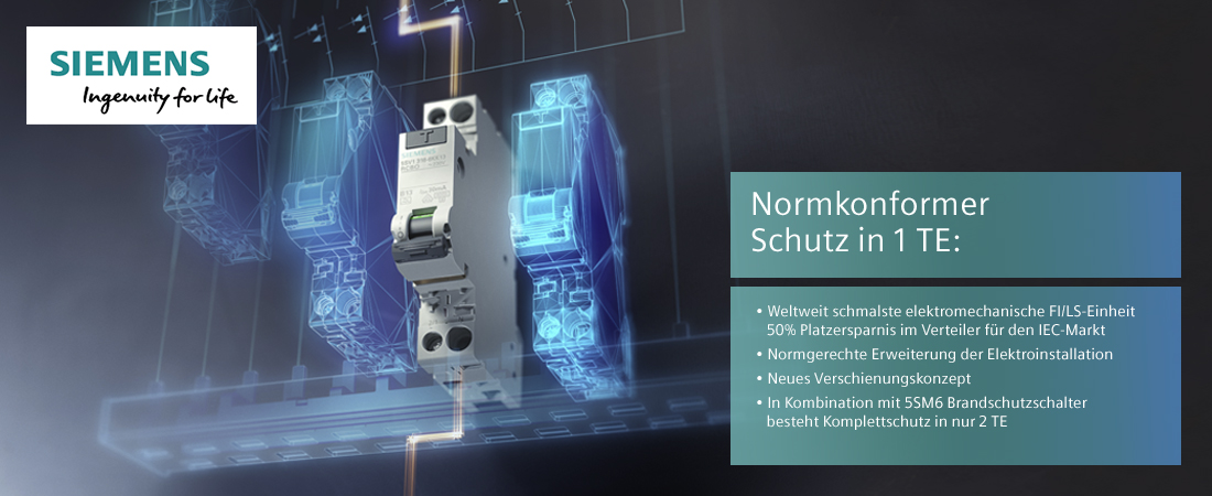 Siemens neue FI/LS-Schalter in kompakter Bauform