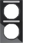 Berker 10122225 Rahmen 2-fach mit Beschriftungsfeld R.3 schwarz glänzend 