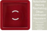 Berker 1295 Zentralstück mit Glasscheibe Wippe und Klebe-Schriftfolien wg Up IP44 rot glänzend 