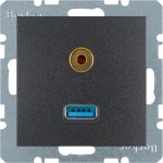Berker 3315391606 USB/3,5 mm Audio Steckdose S.1/B.3/B.7 anthrazit matt 