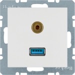 Berker 3315391909 USB/3,5 mm Audio Steckdose S.1/B.3/B.7 polarweiß matt 