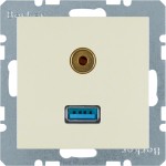 Berker 3315398982 USB/3,5 mm Audio Steckdose S.1/B.3/B.7 cremeweiß glänzend 