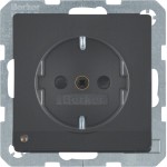 Berker 41096086 Schuko-Steckdose mit LED-Orientierungslicht und erhöhter Berührungsschutz Q.1/Q.3 anthrazit samt 