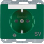 Berker 41100073 Schuko-Steckdose mit Kontroll-LED,Beschriftungsfeld und erhöhter Berührungsschutz Arsys grün glänzend 