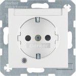 Berker 41101909 Schuko-Steckdose mit Kontroll-LED Beschriftungsfeld und erhöhter Berührungsschutz S.1/B.3/B.7 polarweiß matt 