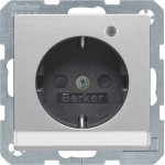 Berker 41106084 Schuko-Steckdose mit Kontroll-LED Beschriftungsfeld und erhöhter Berührungsschutz Q.1/Q.3 alu samt lackiert 