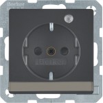Berker 41106086 Schuko-Steckdose mit Kontroll-LED Beschriftungsfeld und erhöhter Beührungsschutz Q.1/Q.3 anthrazit samt 