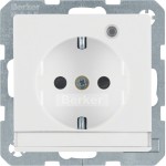Berker 41106089 Schuko-Steckdose mit Kontroll-LED Beschriftungsfeld und erhöhter Berührungsschutz Q.1/Q.3 polarweiß samt 