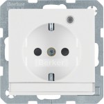 Berker 41106089 Schuko-Steckdose mit Kontroll-LED Beschriftungsfeld und erhöhter Berührungsschutz Q.1/Q.3 polarweiß samt 