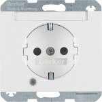 Berker 41107009 Schuko-Steckdose mit Kontroll-LED Beschriftungsfeld und erhöhter Berührungsschutz K.1 polarweiß,glänzend 