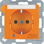 Berker 41108914 Schuko-Steckdose mit Kontroll-LED Beschriftungsfeld und erhöhter Berührungsschutz S.1/B.3/B.7 orange glänzend 