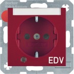 Berker 41108915 Schuko-Steckdose mit Kontroll-LED Beschriftungsfeld und erhöhter Berührungsschutz S.1/B.3/B.7 rot glänzend 