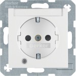 Berker 41108989 Schuko-Steckdose mit Kontroll-LED Beschriftungsfeld und erhöhter Berührungsschutz S.1/B.3/B.7 polarweiß glänzend 