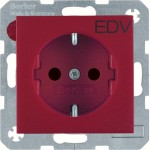 Berker 47231922 Schuko-Steckdose mit Aufdruck 'EDV' erhöhter Berührungsschutz S.x/B.3/B.7 rot matt 