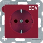 Berker 47238922 Schuko-Steckdose mit Aufdruck 'EDV' erhöhter Berührungsschutz S.x/B.3/B.7 rot glänzend 