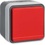 Berker 47403521 Schuko-Steckdose mit rotem Klappdeckel AP W.1 grau 