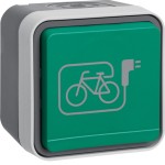 Berker 47403533 Schuko-Steckdose mit grünem Klappdeckel und Symbol E-Bike AP W.1 grau 