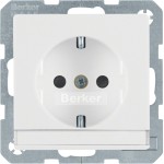 Berker 47496089 Schuko-Steckdose mit Beschriftungsfeld und erhöhter Berührungsschutz Q.1/Q.3 polarweiß samt 