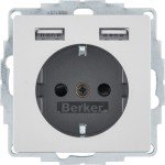 Berker 48036084 Schuko-Steckdose/USB A-A Q.1/Q.3/Q.7/Q.9 alu samt lackiert 