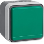 Berker 6745643503 Steckdose mit Schutzkontaktstift und grünem Klappdeckel AP W.1 grau 