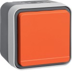Berker 6745643507 Steckdose mit Schutzkontaktstift und orangenem Klappdeckel AP W.1 grau 