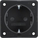 Berker 947792503 Schuko-Steckdose erhöhter Berührungsschutz Steckklemmen Integro Modul-Einsätze schwarz matt 
