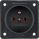 Berker 9618505 Steckdose mit Schutzkontaktstift Schraubklemmen Integro Modul-Einsätze schwarz matt 