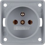 Berker 961852506 Steckdose mit Schutzkontaktstift Schraubklemmen Integro Modul-Einsätze grau matt 
