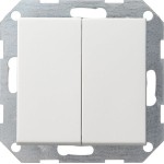 Gira 012503 Tastschalter 10AX 250V mit Wippe 2-fach Serienschalter Reinweiß glänzend