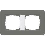 Gira 0212413 Rahmen E3 Dunkelgrau Soft-Touch mit Trägerrahmen Reinweiß glänzend 2-fach 
