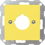 Gira 027102 Abdeckung mit Tragring zur Aufnahme von Druck- und Pilztastern ( 22,5mm) Gelb glänzend 