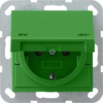 Gira 041502 Schuko-Steckdose 16A 250V mit Klappdeckel mit grüner Abdeckung und Aufdruck 'SV' (Sicherheitsversorgung) Grün glänzend 
