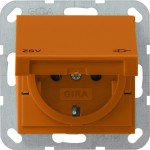 **Gira 041602 Schuko-Steckdose 16A 250V mit Klappdeckel mit oranger Abdeckung und Aufdruck 'ZSV' (zusätzliche Sicherheitsversorgung) Orange glänzend 