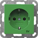 **Gira 0443107 Schuko-Steckdose 16A 250V mit erhöhten Berührungsschutz (Shutter) mit grüner Abdeckung und Aufdruck 'SV' (Sicherheitsversorgung) Grün glänzend 