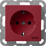 **Gira 0443108 Schuko-Steckdose 16A 250V mit erhöhten Berührungsschutz (Shutter) mit roter Abdeckung und Aufdruck 'WSV' (weitere Sicherheitsversorgung) Rot glänzend 