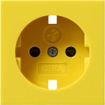 Gira 0921106 Abdeckung für Schuko-Steckdose 16A 250V mit erhöhten Berührungsschutz (Shutter) mit gelber Abdeckung für Sonderstromversorgung Gelb glänzend 