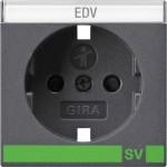 Gira 0923128 Abdeckung für Schuko-Steckdose 16A 250V mit erhöhten Berührungsschutz (Shutter) und Symbol und Beschriftungsfeld Anthrazit 