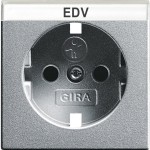 Gira 092326 Abdeckung für Schuko-Steckdose 16A 250V mit Beschriftungsfeld und erhöhten Berührungsschutz (Shutter) System 55 Farbe Alu 