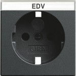 Gira 092328 Abdeckung für Schuko-Steckdose 16A 250V mit Beschriftungsfeld und erhöhten Berührungsschutz (Shutter) System 55 Anthrazit 