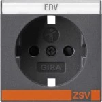 Gira 0923328 Abdeckung für Schuko-Steckdose 16A 250V mit erhöhten Berührungsschutz (Shutter) und Symbol und Beschriftungsfeld Anthrazit 