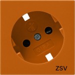 Gira 0926109 Abdeckung für Schuko-Steckdose 30° 16A 250V mit erhöhten Berührungsschutz (Shutter) und Symbol Orange glänzend 