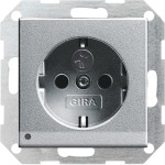 **Gira 117026 Schuko-Steckdose 16A 250V mit LED-Orientierungsleuchte und erhöhten Berührungsschutz (Shutter) System 55 Farbe Alu 
