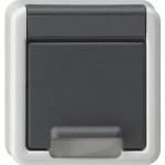 Gira 144230 Abdeckung für Schuko-Steckdose 16A 250V mit Klappdeckel und erhöhten Berührungsschutz (Shutter) Grau 
