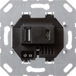 Gira 236900 Einsatz USB-Spannungsversorgung 2-fach Typ A / Typ C Schwarz 