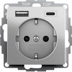 Gira 2459600 SCHUKO-Steckdose 16 A 250 V~ mit erhöhtem Berührungsschutz und 2-fach USB-Spannungsversorgung Typ A und C 