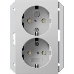 Gira 2735015 SCHUKO-Doppelsteckdose 16 A 250 V~ mit erhöhtem Berührungsschutz für Unterputz-Gerätedose 1,5fach, grau 