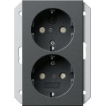Gira 273528 SCHUKO-Doppelsteckdose 2-fach mit erhöhtem Berührungsschutz (Safety Plus) für Unterputz-Gerätedosen, 16 A 