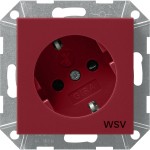 **Gira 275802 Schuko-Steckdose 16A 250V mit um 30° gedrehtem Einsatz und erhöhten Berührungsschutz (Shutter) mit roter Abdeckung und Aufdruck 'WSV' (weitere Sicherheitsversorgung) Rot glänzend 