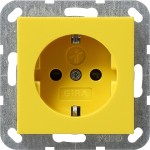 **Gira 275902 Schuko-Steckdose 16A 250V mit erhöhten Berührungsschutz (Shutter) mit gelber Abdeckung für Sonderstromversorgung Gelb glänzend 