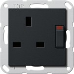 Gira 2778005 Geschaltete Steckdose BS 13 A 250 V~ mit Shutter und Schraubklemmen, passend für System 55 